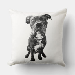 Dog Portrait Pillow – Sitting Dog in Black Ink Kissen