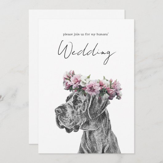 Dog Portrait Schwarz-Weiß-Hochzeit Einladung (Vorne/Hinten)