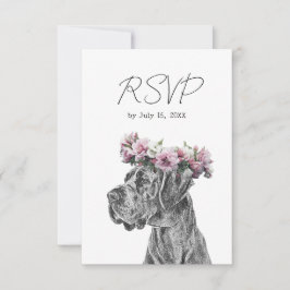 Dog Portrait Schwarz-Weiß-Hochzeit RSVP Karte