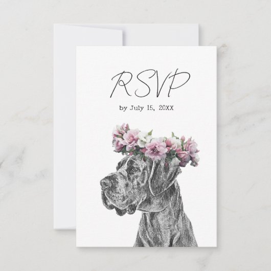 Dog Portrait Schwarz-Weiß-Hochzeit RSVP Karte (Vorderseite)