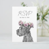 Dog Portrait Schwarz-Weiß-Hochzeit RSVP Karte (Stehend Vorderseite)