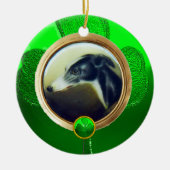 DOG PORTRAITS/Irish Greyhound Gold Foto Template Keramikornament (Vorne)