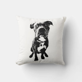 Dog Pose Pillow – Sitting Dog in Ink Style Kissen