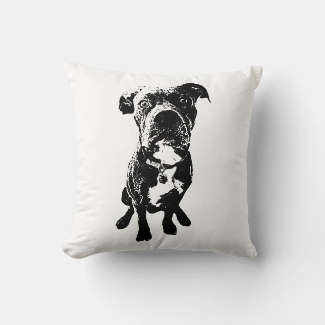 Dog Pose Pillow – Sitting Dog in Ink Style Kissen (Vorderseite)