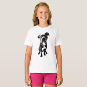 Dog Pose T-Shirt – Sitting Dog in Black Ink (Vorne ganz)
