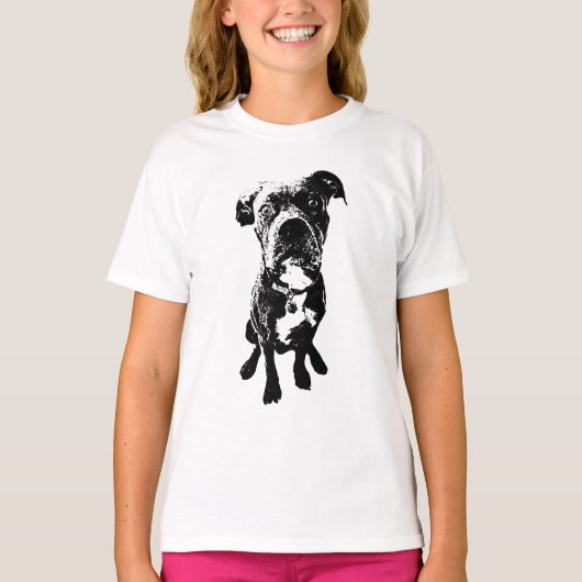 Dog Pose T-Shirt – Sitting Dog in Black Ink (Vorderseite)