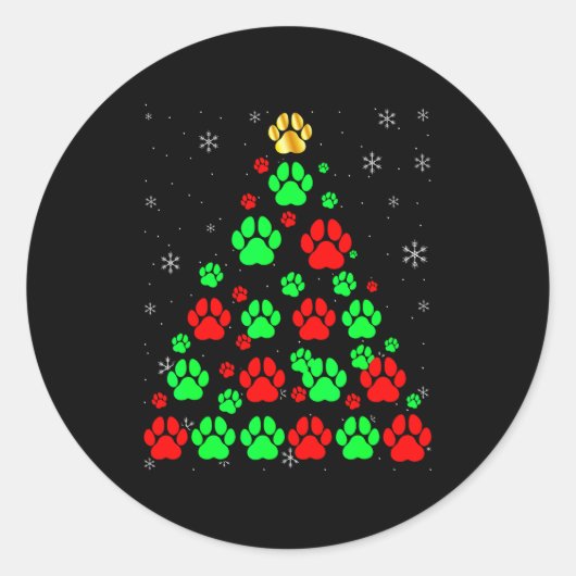Dog Print Christmas Tree Funny Dog Lovers Christma Runder Aufkleber (Vorderseite)