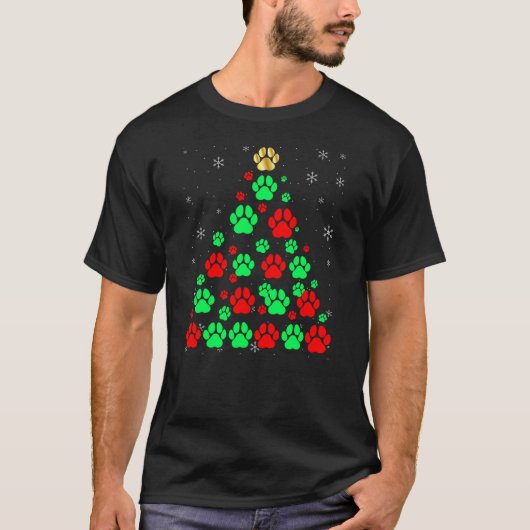 Dog Print Christmas Tree Funny Dog Lovers Christma T-Shirt (Vorderseite)