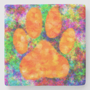 Dog Print Wasserfarbe Steinuntersetzer