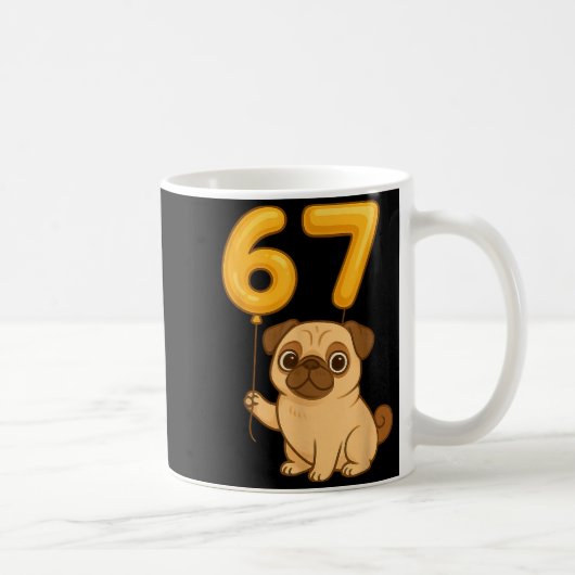 Dog Pug 67 Meme Six Seven Balloon Funny Gen Alpha Kaffeetasse (Rechts)