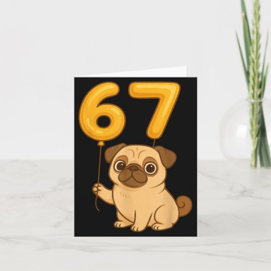 Dog Pug 67 Meme Six Seven Balloon Funny Gen Alpha  Karte (Vorderseite)