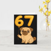 Dog Pug 67 Meme Six Seven Balloon Funny Gen Alpha  Karte (Gelbe Blume)