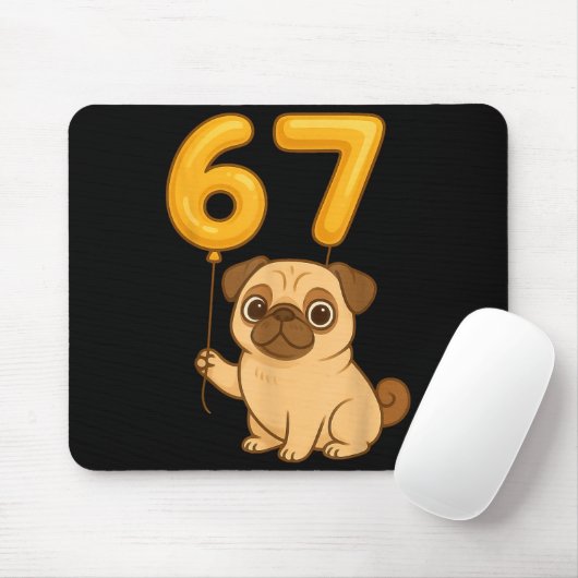 Dog Pug 67 Meme Six Seven Balloon Funny Gen Alpha Mousepad (Mit Mouse)