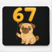 Dog Pug 67 Meme Six Seven Balloon Funny Gen Alpha Mousepad (Vorne)