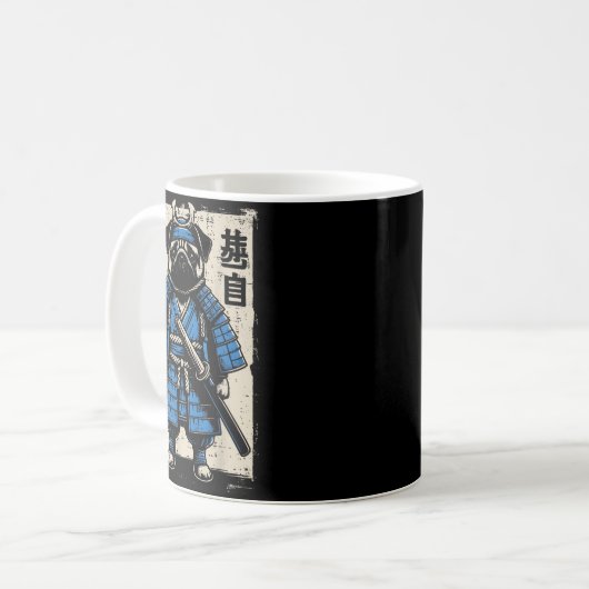 Dog Pug Samurai Funny Japanese Warrior Art Men Wom Kaffeetasse (Vorderseite Links)
