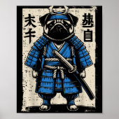 Dog Pug Samurai Funny Japanese Warrior Art Men Wom Poster (Vorne)