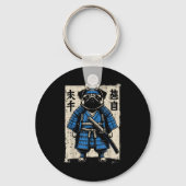 Dog Pug Samurai Funny Japanese Warrior Art Men Wom Schlüsselanhänger (Vorderseite)