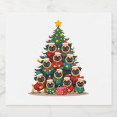 Dog Pugs Christmas Tree Cute Xmas (2) Schaumweinetikett (Einzelnes Label)
