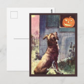 Dog & Pumpkin - Vintages Halloween Postkarte (Vorne/Hinten)