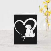 Dog Puppy And Baby Cat Heart For Pets Animal Lover Karte (Gelbe Blume)