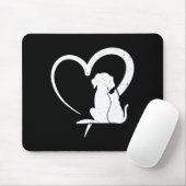 Dog Puppy And Baby Cat Heart For Pets Animal Lover Mousepad (Mit Mouse)
