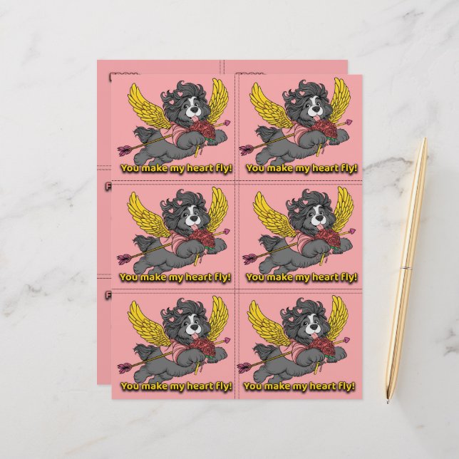 Dog Puppy Classroom Valentine Sheets Briefbogen (Vorderseite/Rückseite Beispiel)