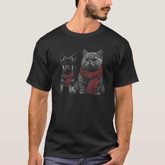 Dog Puppy German Shepherd and British Shorthair T-Shirt (Vorderseite)