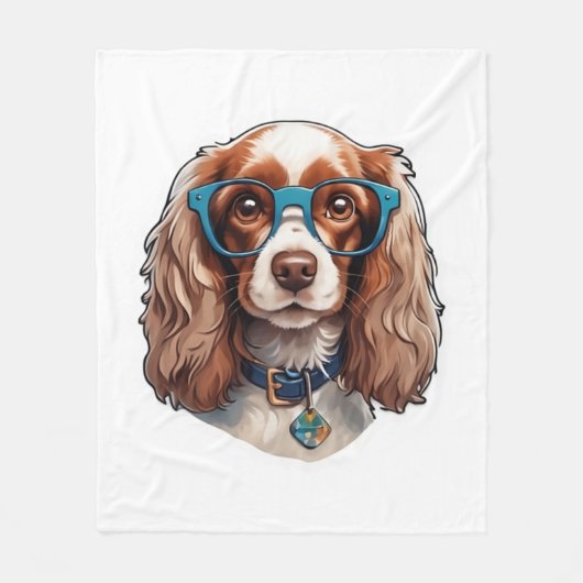 Dog Puppy Pooch Niedlich Funny Glasses Student Fleecedecke (Vorderseite)