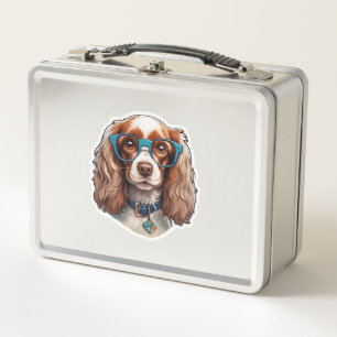 Dog Puppy Pooch Niedlich Funny Glasses Student Metall Brotdose