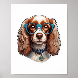 Dog Puppy Pooch Niedlich Funny Glasses Student Poster