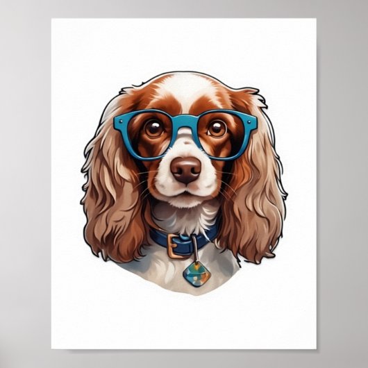 Dog Puppy Pooch Niedlich Funny Glasses Student Poster (Vorne)