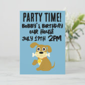 DOG PUPPY SCRIPT KINDERGEBURTSTAG EINLADUNGEN (Stehend Vorderseite)