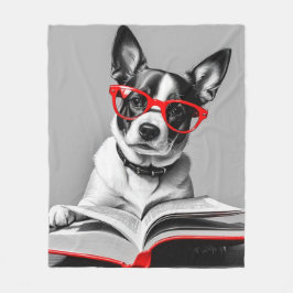 Dog Reading Book Fleecedecke