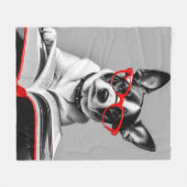 Dog Reading Book Fleecedecke (Vorderseite (Horizontal))