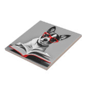 Dog Reading Book Fliese (Seite)