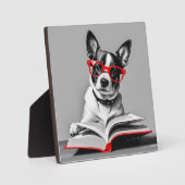 Dog Reading Book Fotoplatte (Vorderseite)