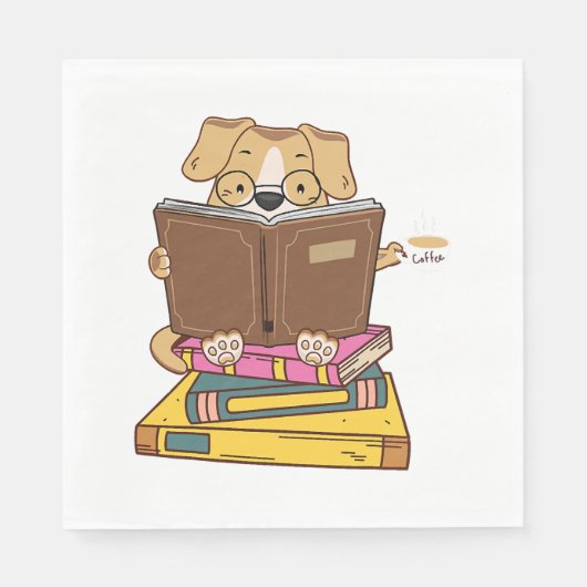 Dog Reading Book Funny Dog Book Liebhaber Serviette (Vorderseite)