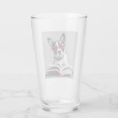 Dog Reading Book Glass Cup Glas (Rückseite)