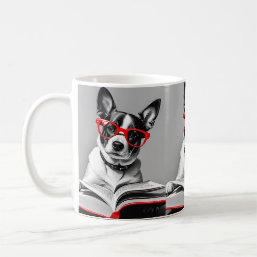 Dog Reading Book Kaffeetasse (Links)