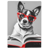 Dog Reading Book Klemmbrett (Rückseite)