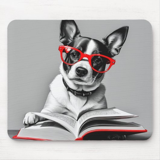 Dog Reading Book Mousepad (Vorne)