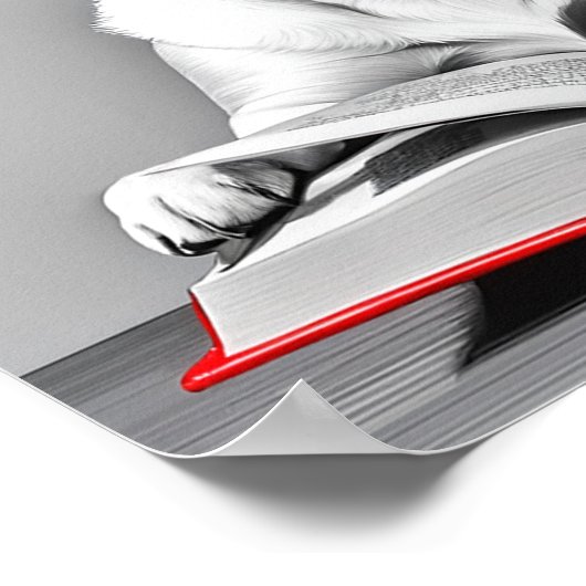 Dog Reading Book Poster (Ecke)