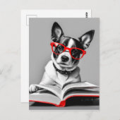 Dog Reading Book Postkarte (Vorne/Hinten)