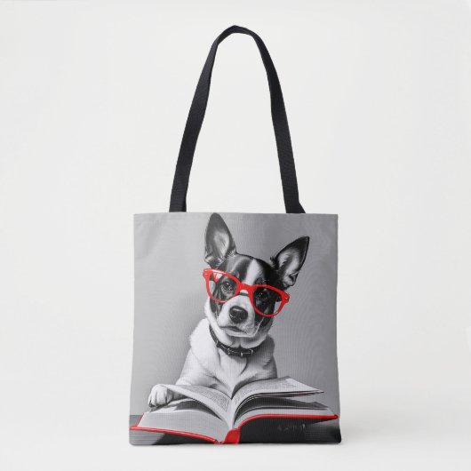 Dog Reading Book Tasche (Vorderseite)