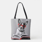 Dog Reading Book Tasche (Rückseite)