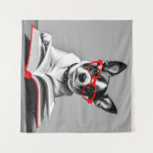 Dog Reading Book Wandteppich (Vorderseite (Horizontal))