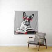 Dog Reading Book Wandteppich (Beispiel)