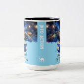 Dog Reading das große Buch individualisierbare Slo Zweifarbige Tasse (Mittel)