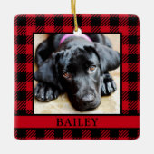 Dog Red Buffalo Karo Foto Keramikornament (Vorderseite)