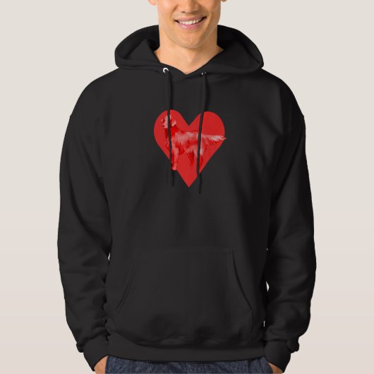 Dog Red Heart Flat Coated Retriever Hoodie (Vorderseite)